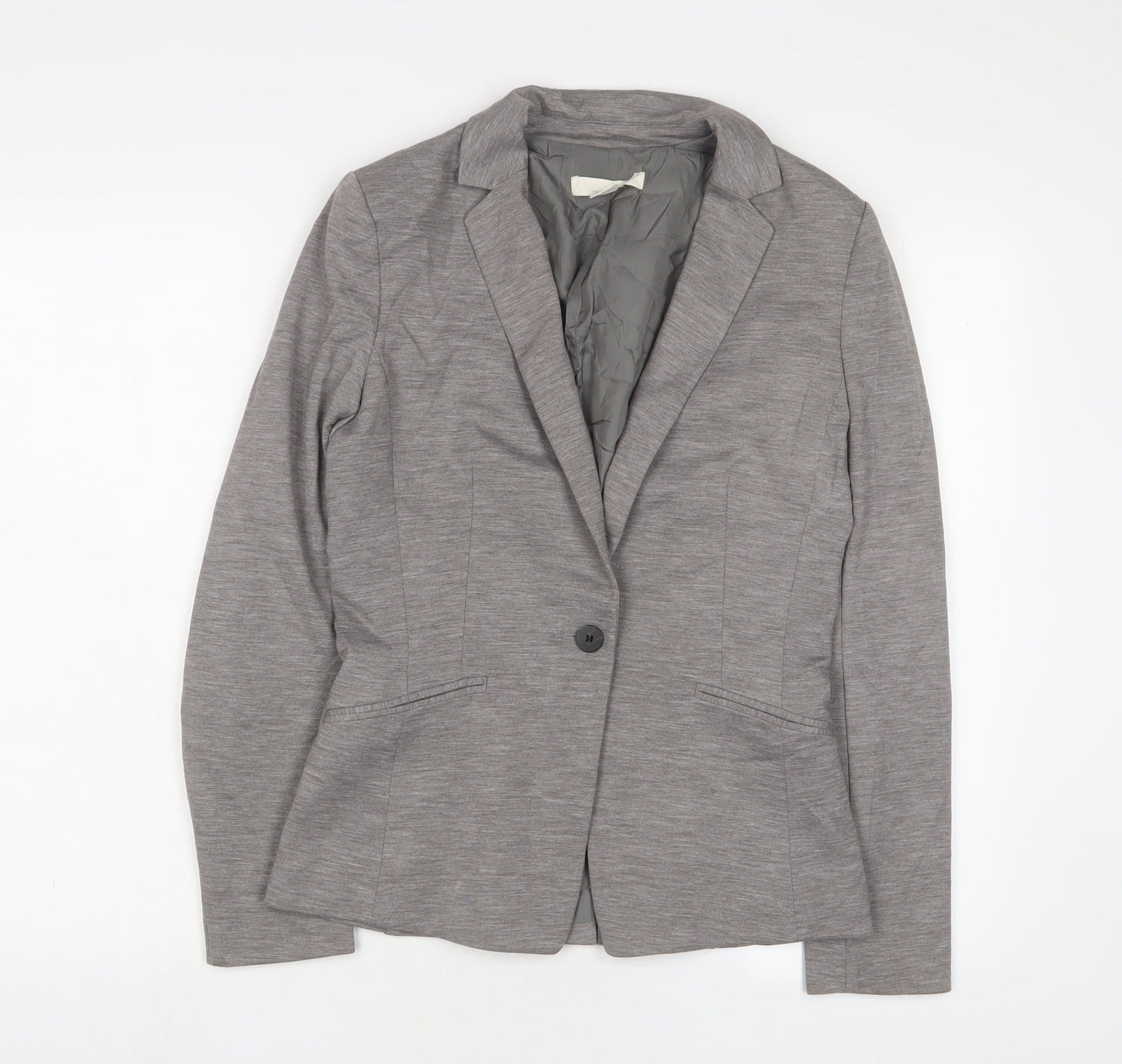 H&M Womens Grey Jacket Blazer Size 8 Button