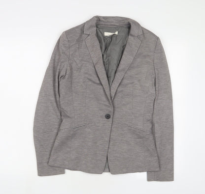 H&M Womens Grey Jacket Blazer Size 8 Button
