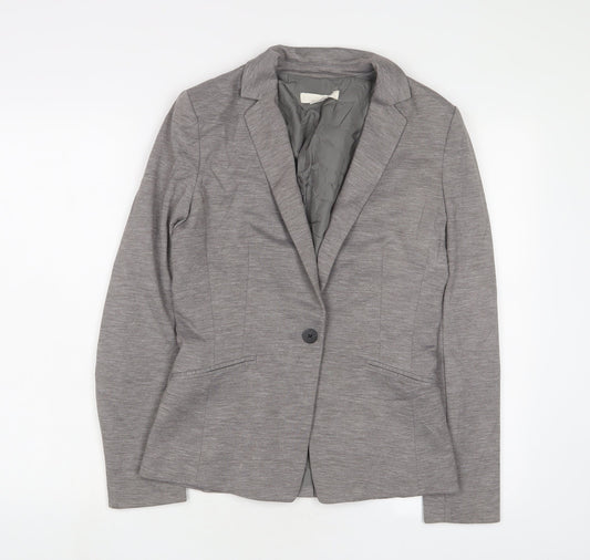 H&M Womens Grey Jacket Blazer Size 8 Button