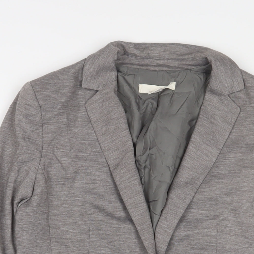 H&M Womens Grey Jacket Blazer Size 8 Button