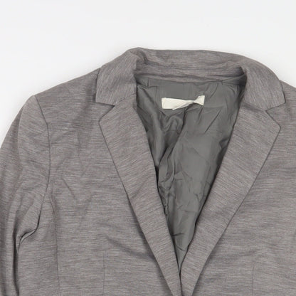 H&M Womens Grey Jacket Blazer Size 8 Button