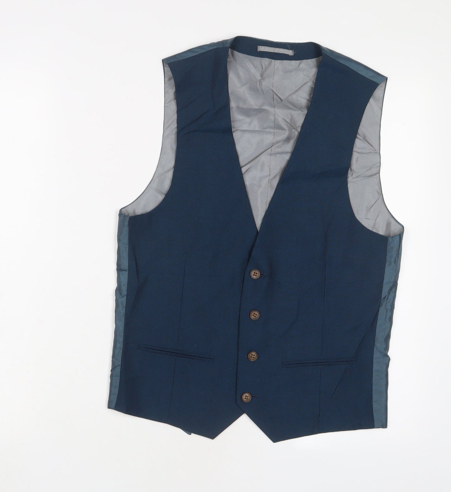 OneSixFive Mens Blue Polyester Jacket Suit Waistcoat Size 36 Regular