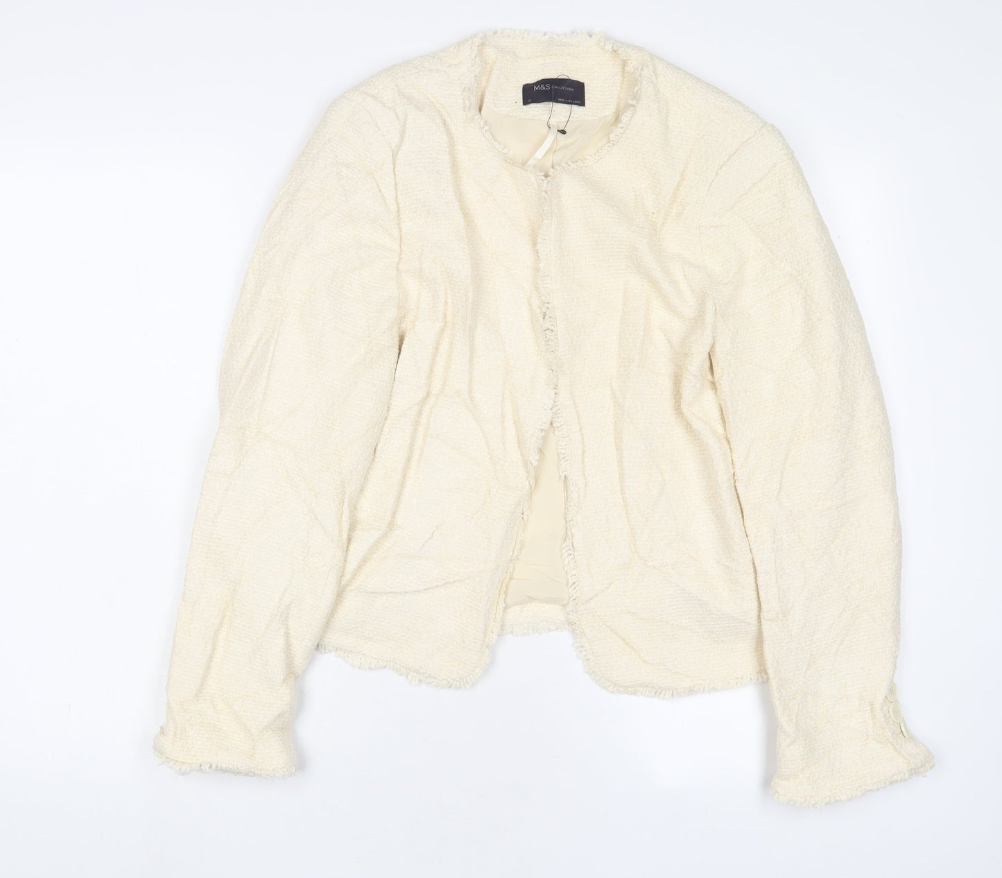 Marks and Spencer Womens Beige Jacket Blazer Size 12 Hook & Eye