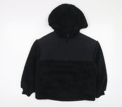 Additional front view of Next girls’ black jacket, size 9, years zip