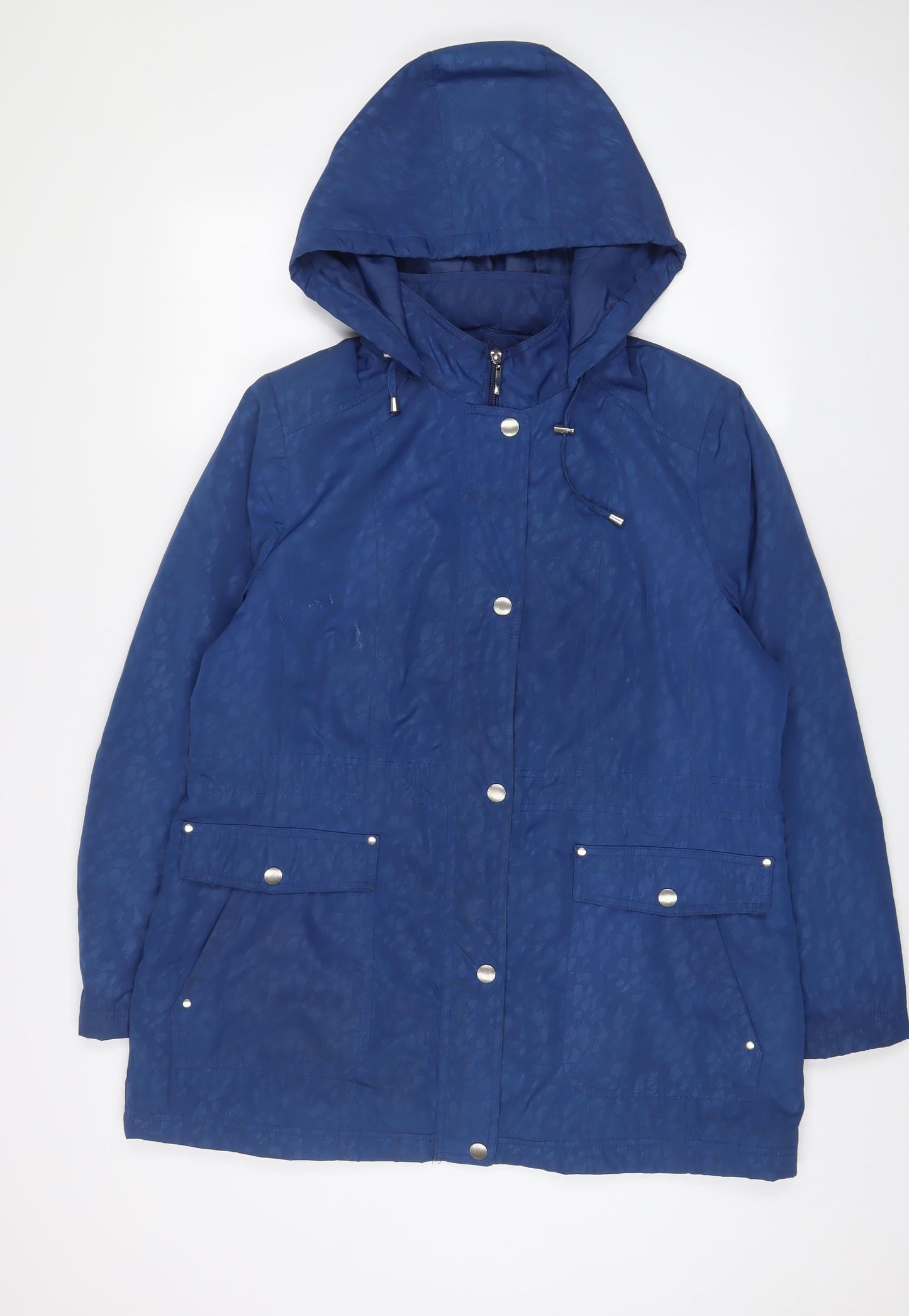EWM Womens Blue Animal Print Jacket Coat Size 16 Zip
