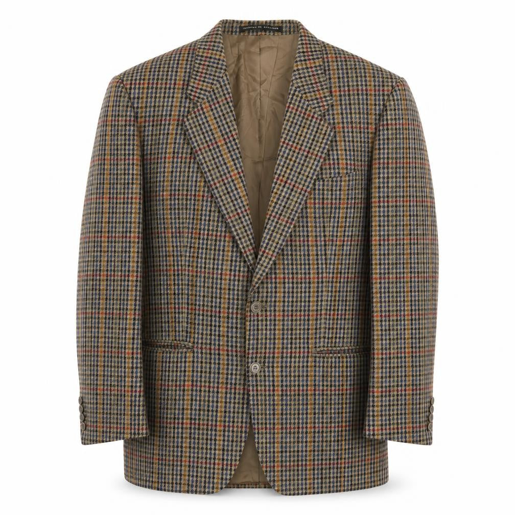 Chatsworth Mens Multicoloured Plaid Wool Jacket Suit Jacket Size 40 Regular
