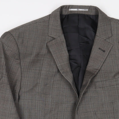 Close-up detail of ASOS men’s grey polyester jacket suit jacket, size 40, regular