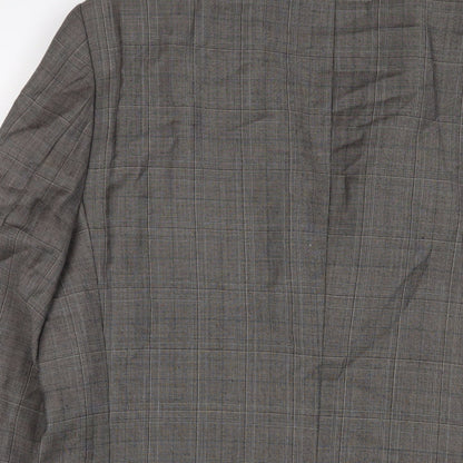 Brand and care label for ASOS men’s grey polyester jacket suit jacket, size 40, regular