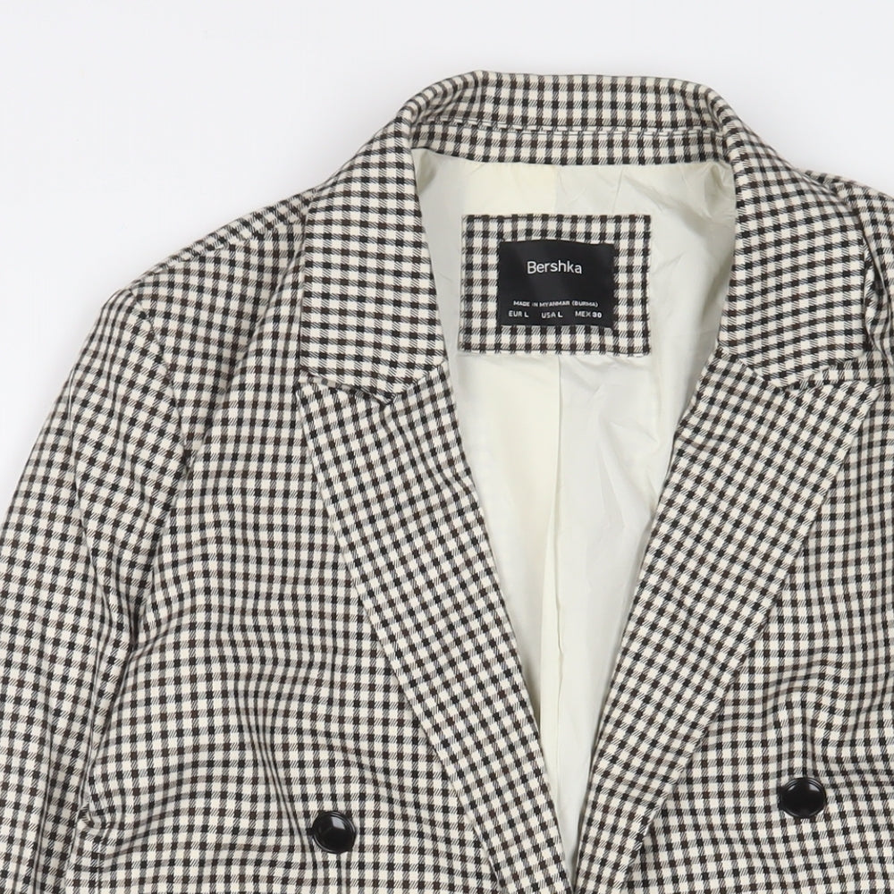 Bershka Womens Multicoloured Plaid Jacket Blazer Size L