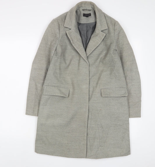 Topshop Womens Grey Overcoat Coat Size 8 Snap