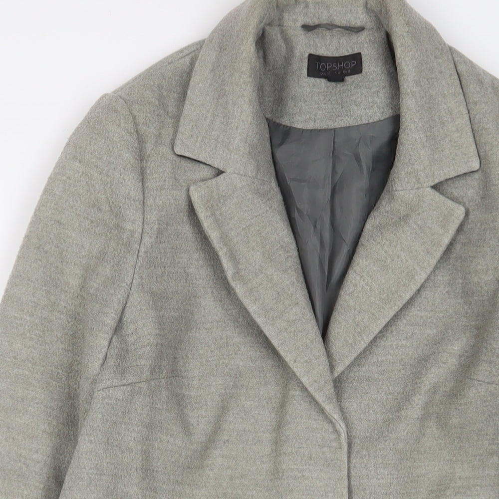 Topshop Womens Grey Overcoat Coat Size 8 Snap