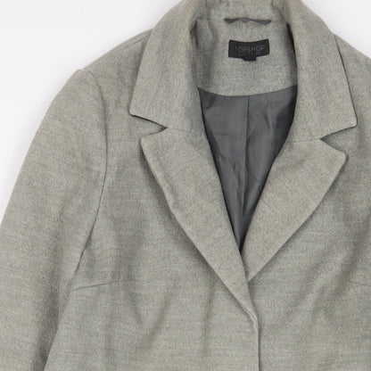 Topshop Womens Grey Overcoat Coat Size 8 Snap