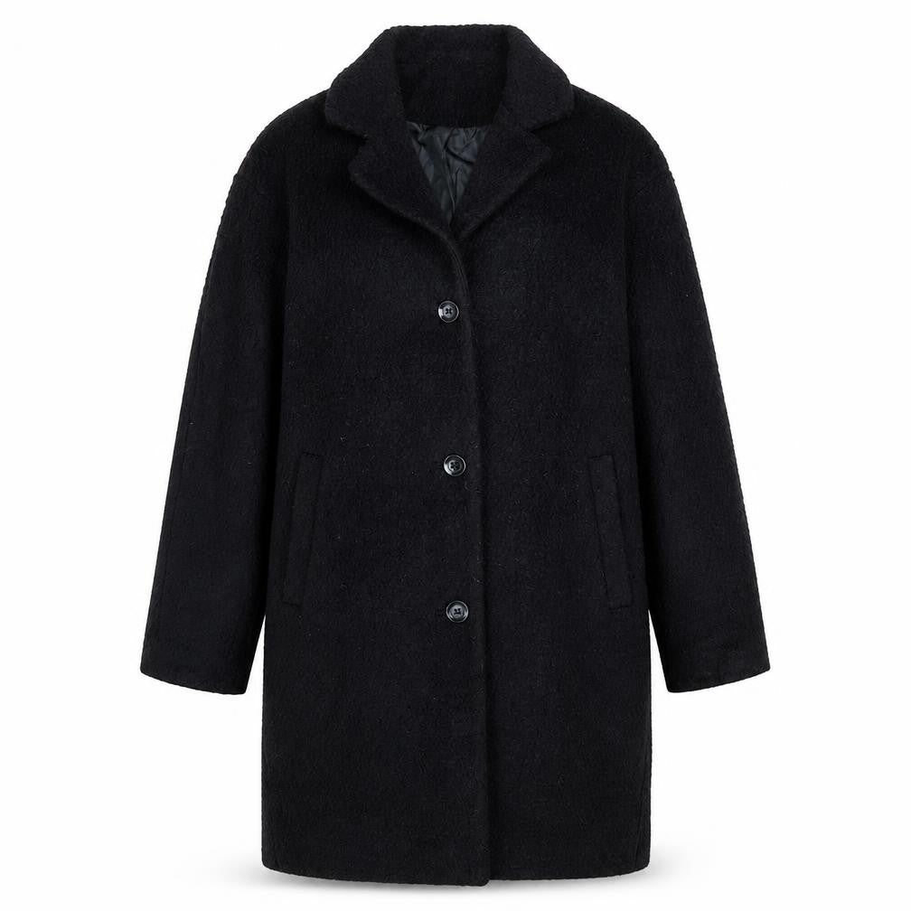 Divided Womens Black Overcoat Coat Size 8 Button