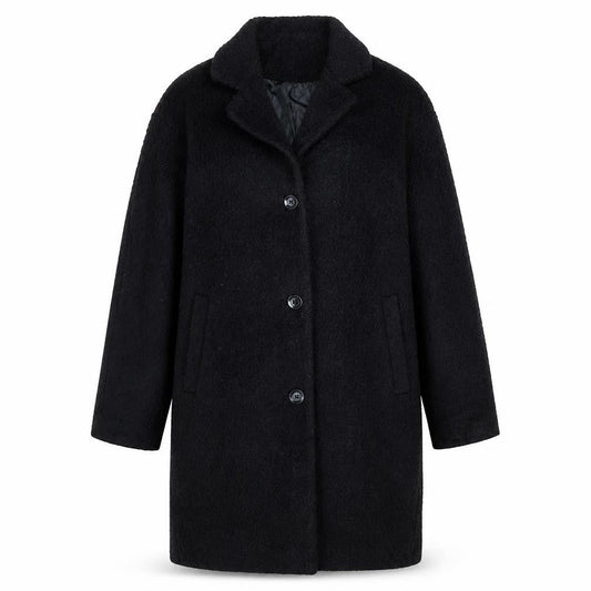 Divided Womens Black Overcoat Coat Size 8 Button