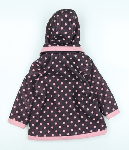 Back view of Mothercare girls’ pink basic coat coat, size 12-18, months button