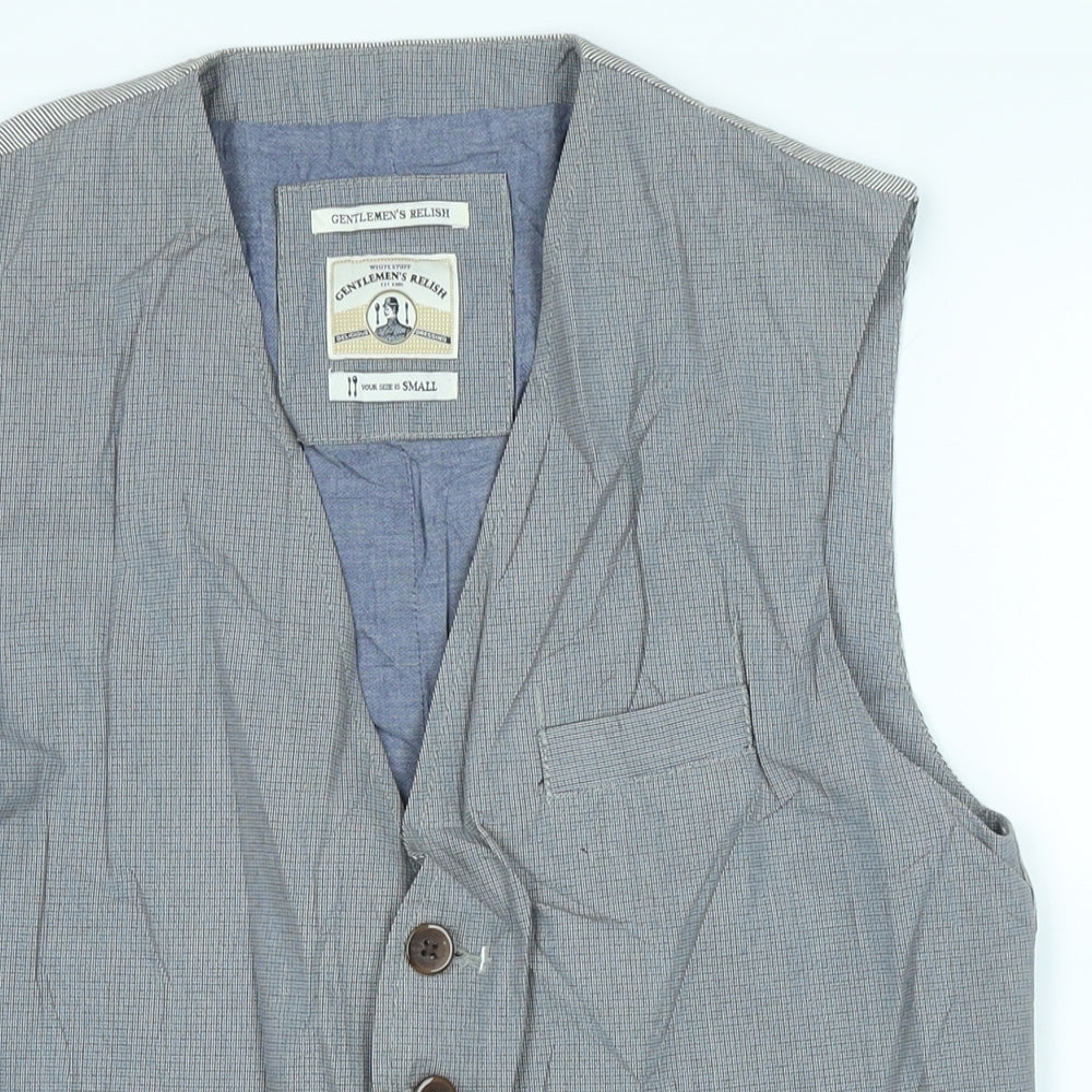 gentlemans relish Mens Grey Gilet Waistcoat Size S Button