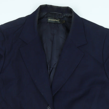 Close-up detail of Atmosphere women’s blue jacket, size UK 16, button