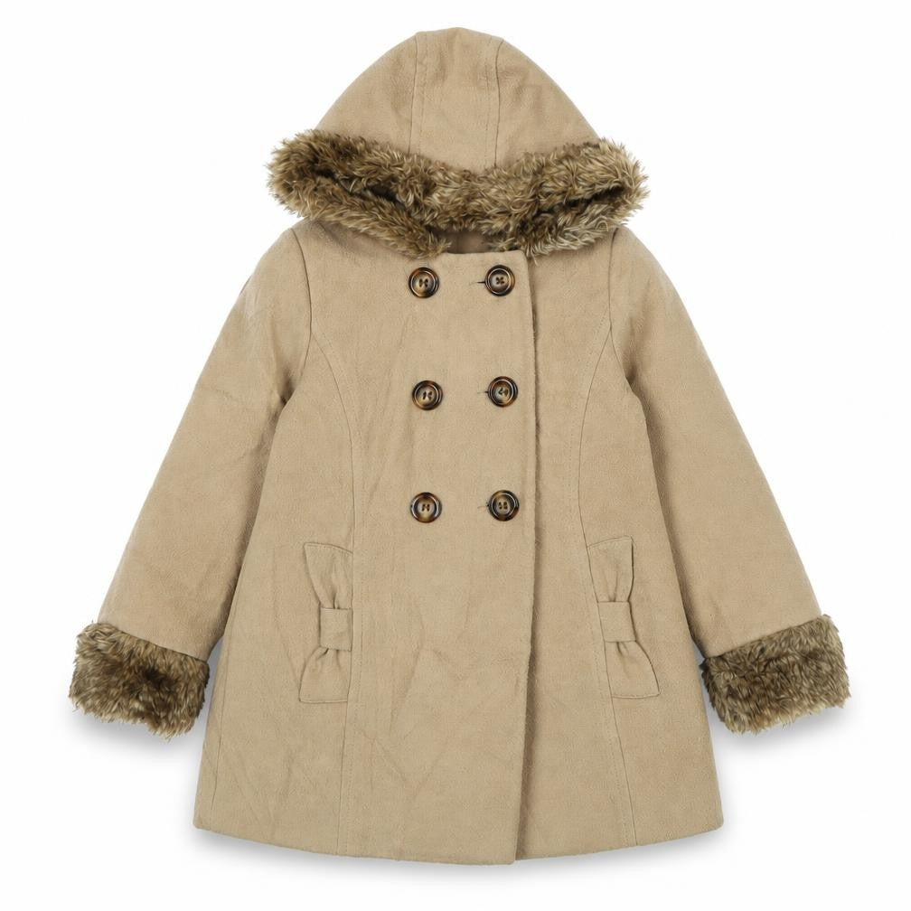 Marks & Spencer Girls Beige Basic Coat Coat Size 6-7 Years Button