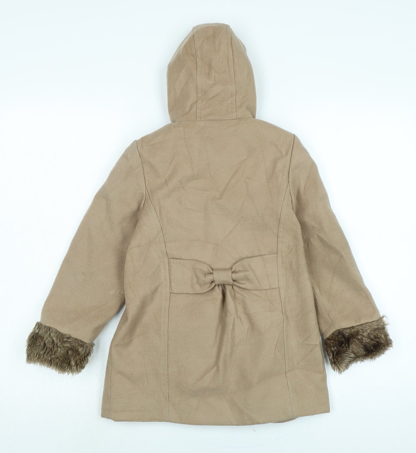 Marks and Spencer Girls Beige Basic Coat Coat Size 6-7 Years Button