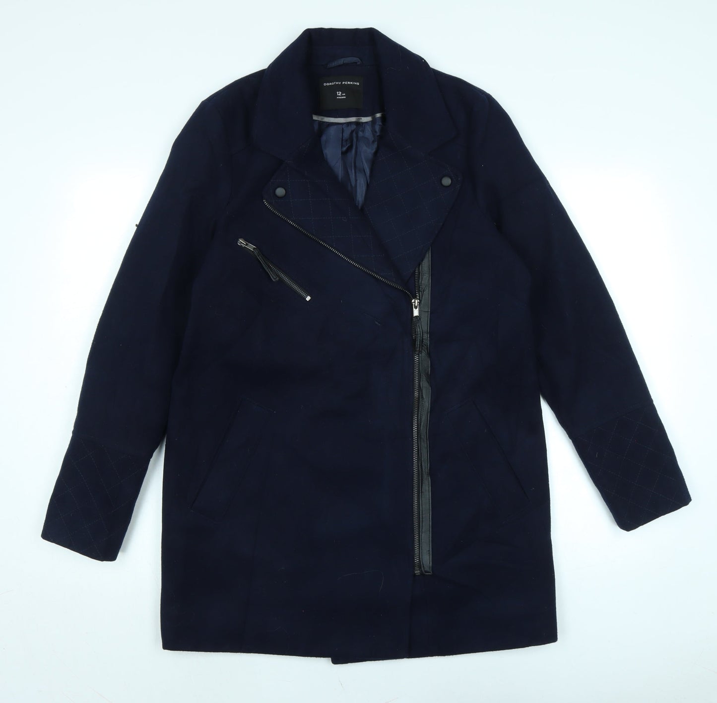Dorothy Perkins Womens Blue Biker Coat Size 12 Zip