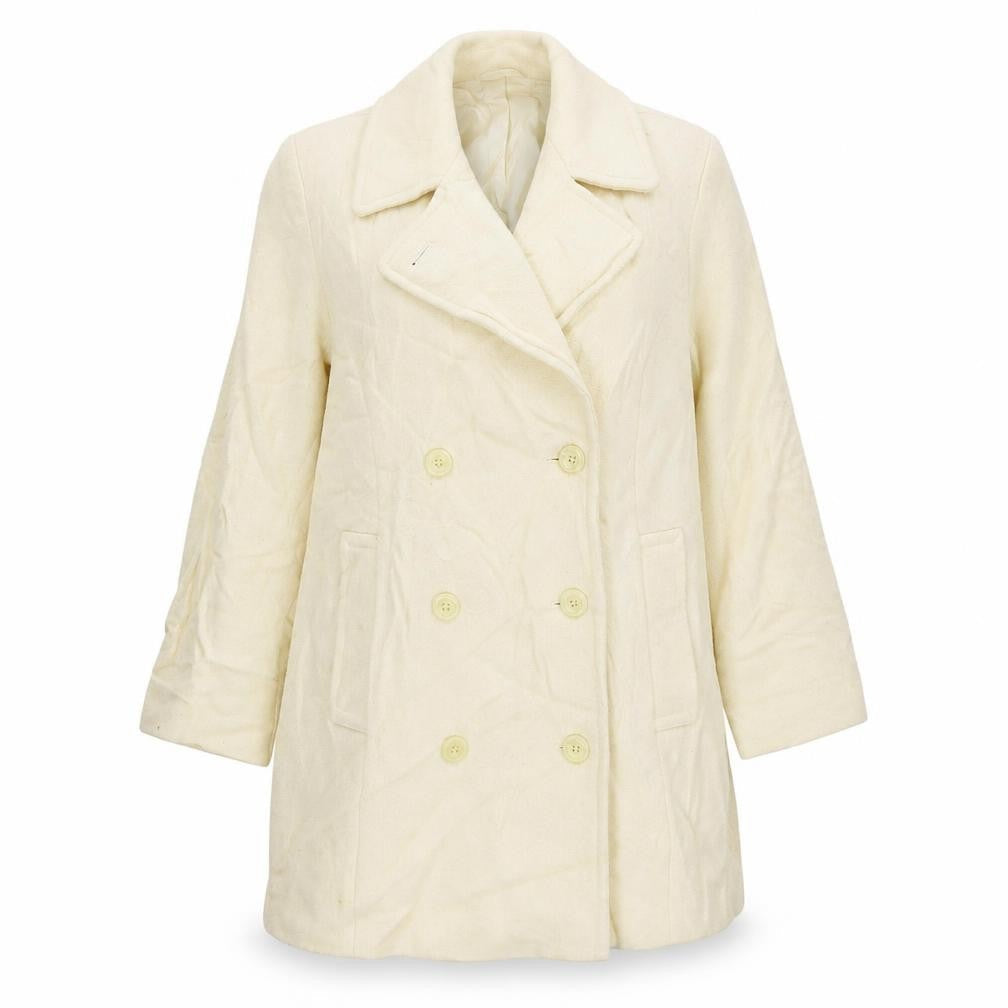 Marks & Spencer Womens Ivory Overcoat Coat Size L Button