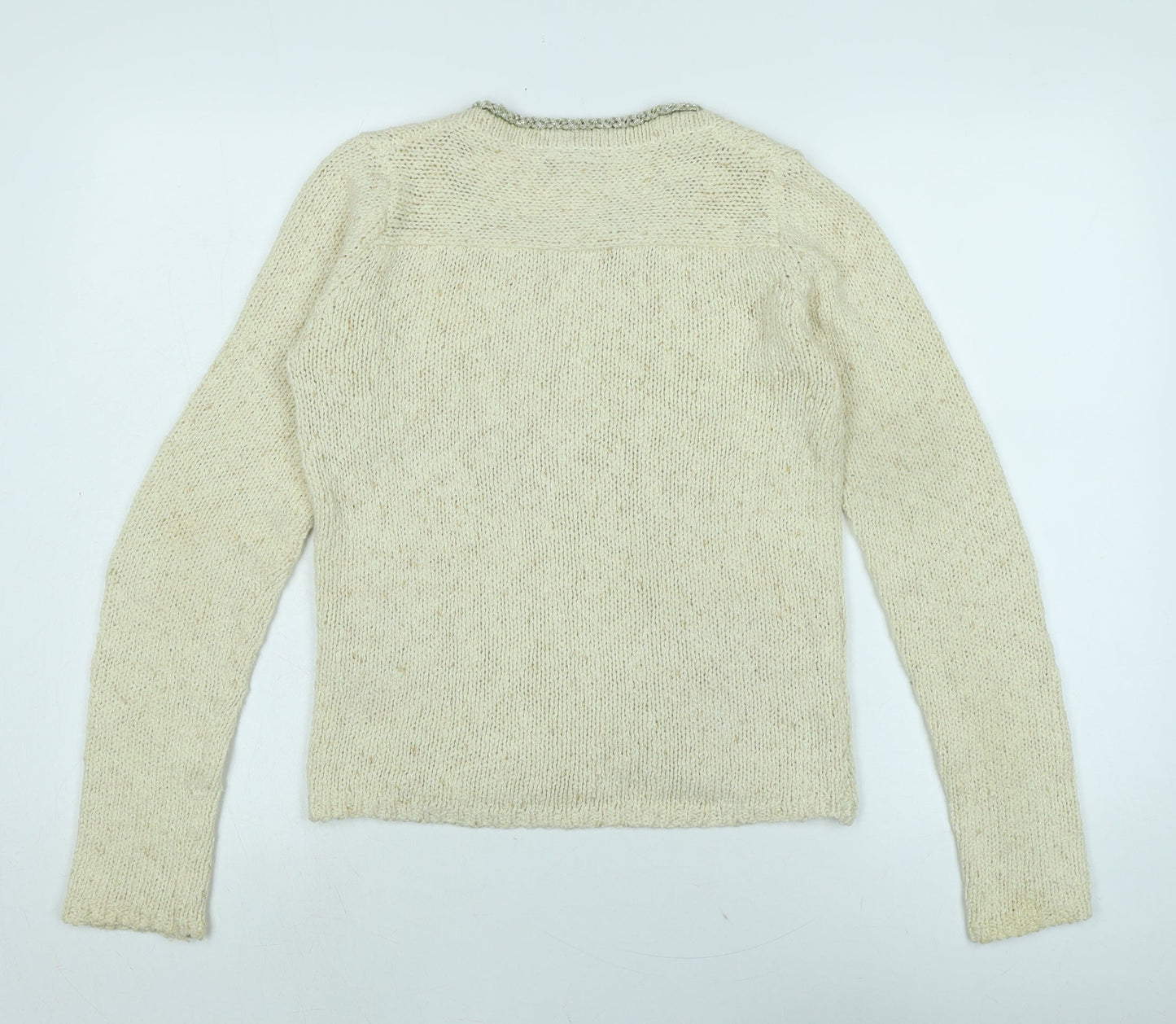 Vera Moda Womens Ivory Crew Neck Cotton Cardigan Jumper Size S