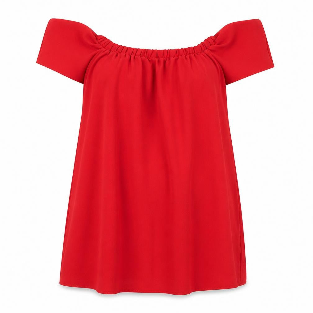 Boohoo Womens Red Polyester Tunic Blouse Size 14 Boat Neck