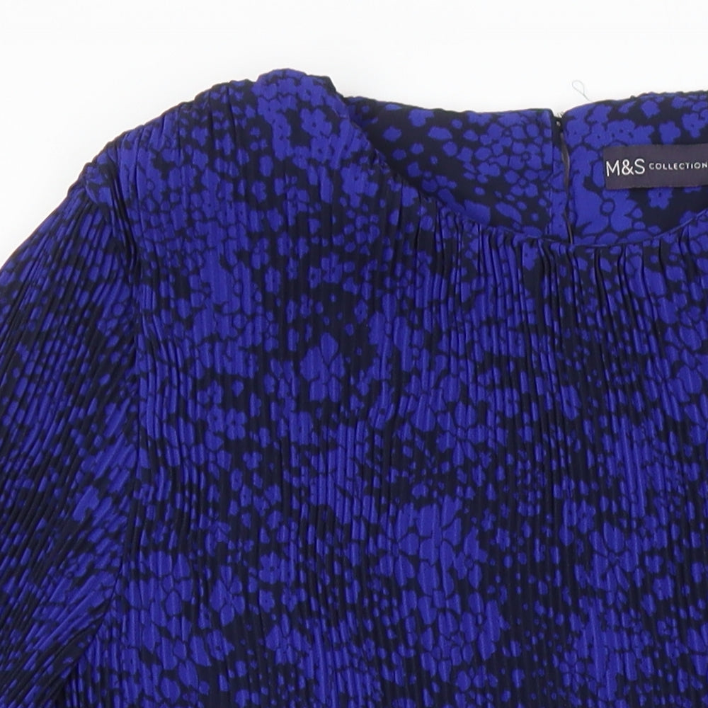 M&S Womens Multicoloured Floral Polyester Shift Size 14 Roll Neck