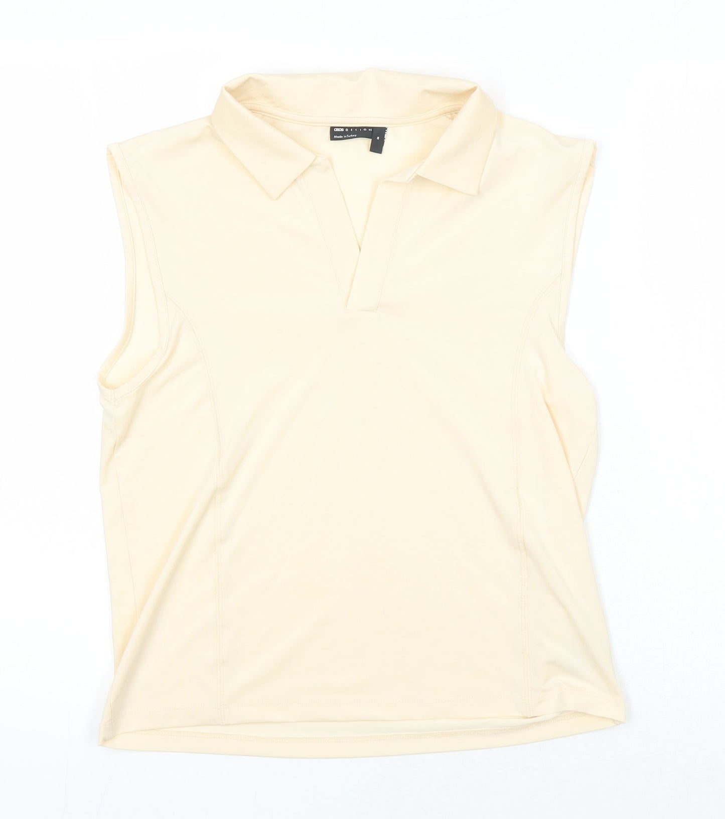 ASOS Womens Ivory Polyester Basic T-Shirt Size M Collared