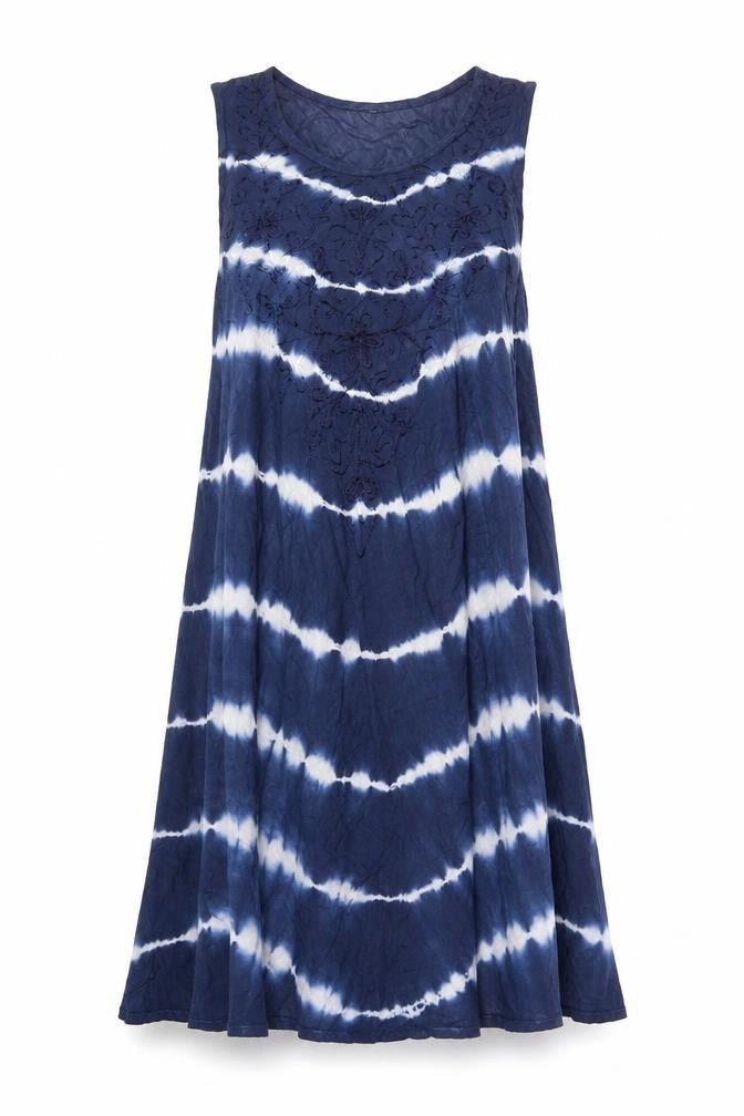 Jane Austin Womens Blue Striped Viscose Shift Size M Scoop Neck