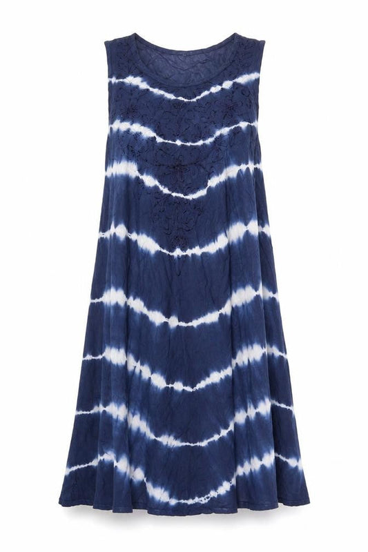 Jane Austin Womens Blue Striped Viscose Shift Size M Scoop Neck