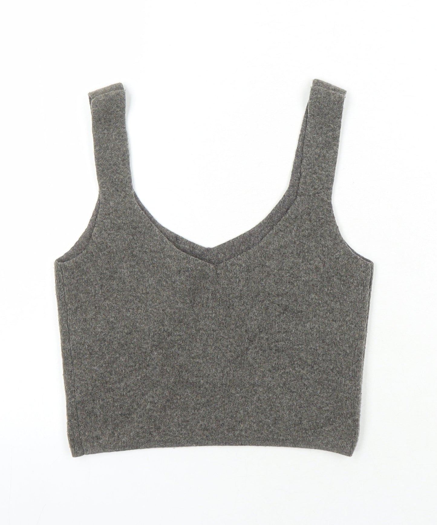 Zara Womens Brown Herringbone Acrylic Cropped Tank One Size Scoop Neck