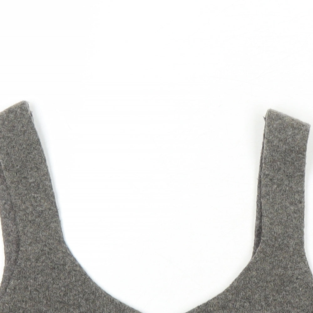 Zara Womens Brown Herringbone Acrylic Cropped Tank One Size Scoop Neck