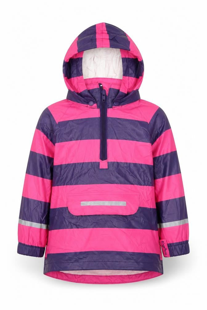 Playshoes Girls Pink Striped Rain Coat Coat Size S