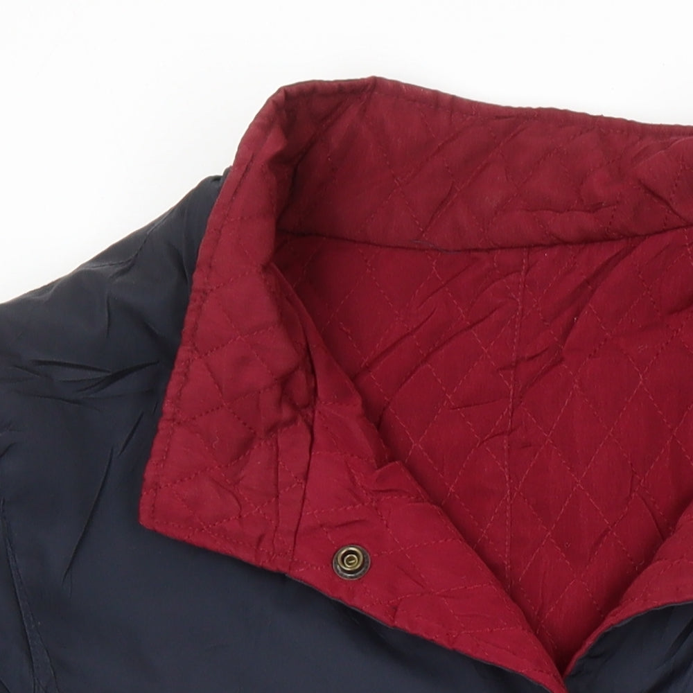 Classic Womens Blue Herringbone Overcoat Coat Size 12 Snap