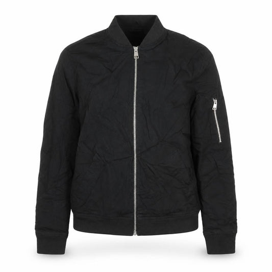 Front view of ASOS women’s black herringbone bomber jacket jacket, size S, zip