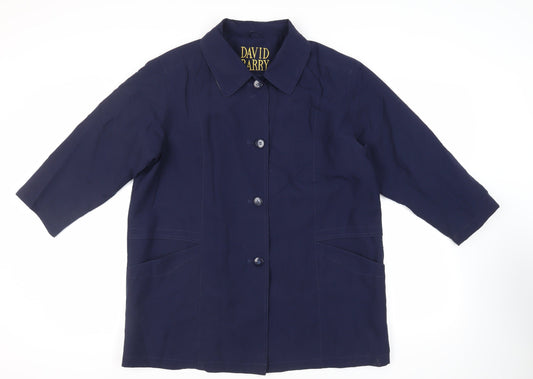 David Barry Womens Blue Jacket Size 20 Button