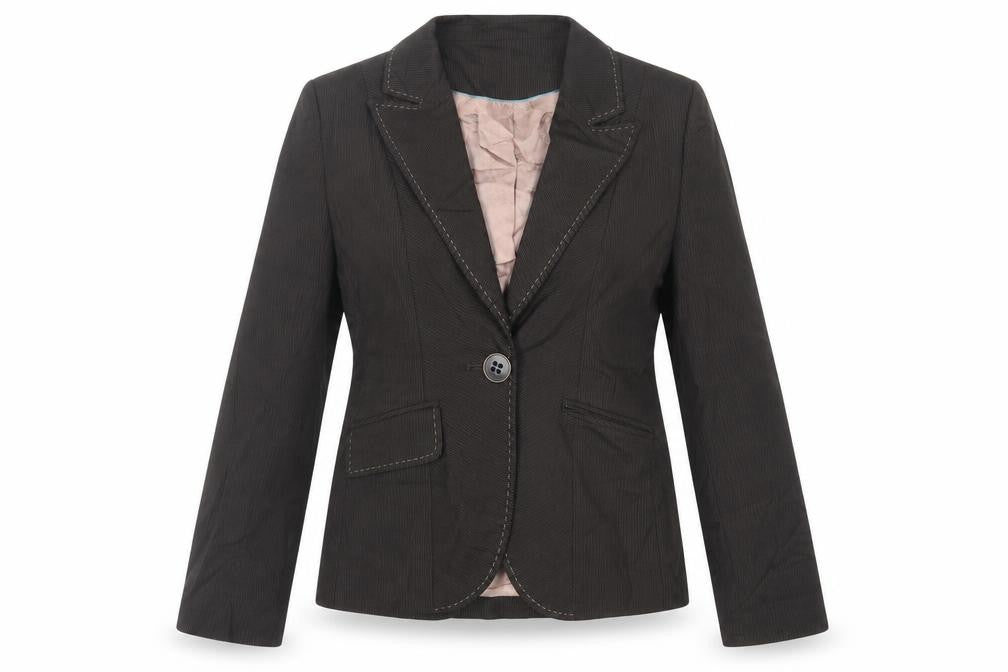 Debenhams Womens Brown Striped Jacket Blazer Size 10 Button