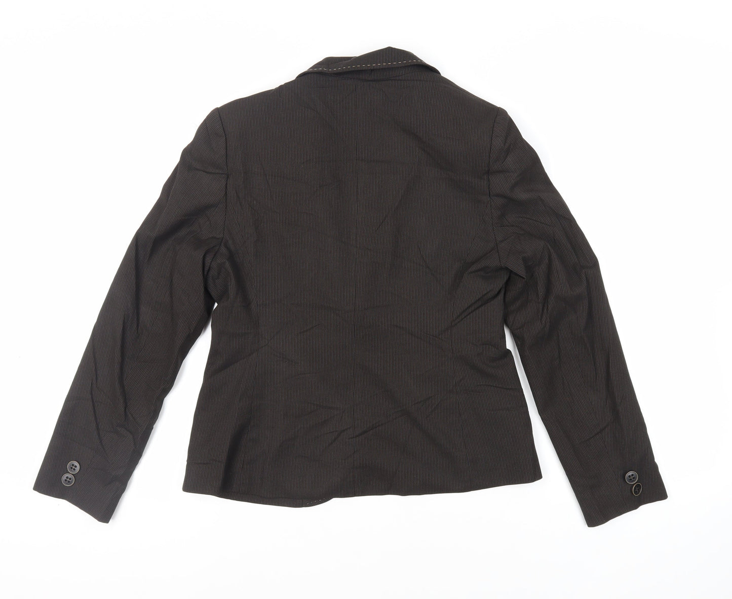 Debenhams Womens Brown Striped Jacket Blazer Size 10 Button