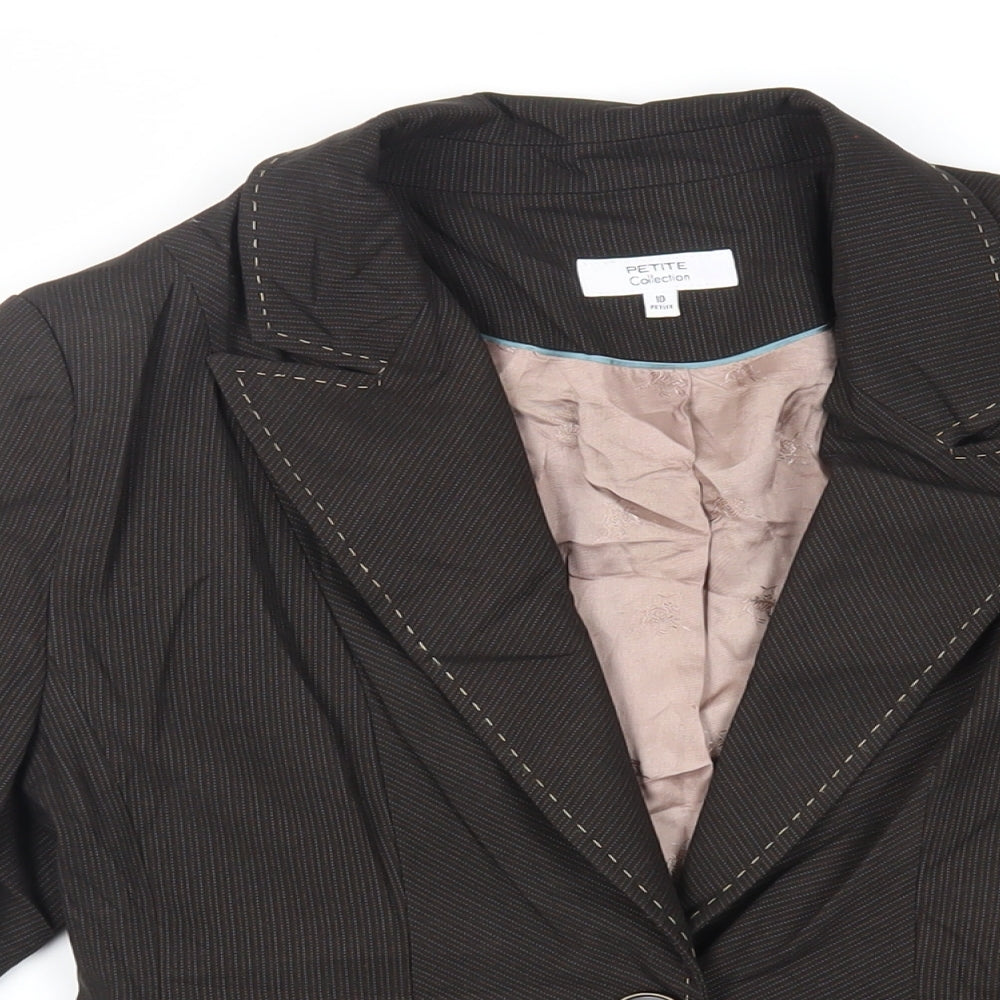 Debenhams Womens Brown Striped Jacket Blazer Size 10 Button