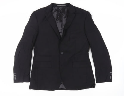Additional front view of Autograph men’s black wool jacket suit jacket, size 40, regular