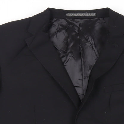 Close-up detail of Autograph men’s black wool jacket suit jacket, size 40, regular