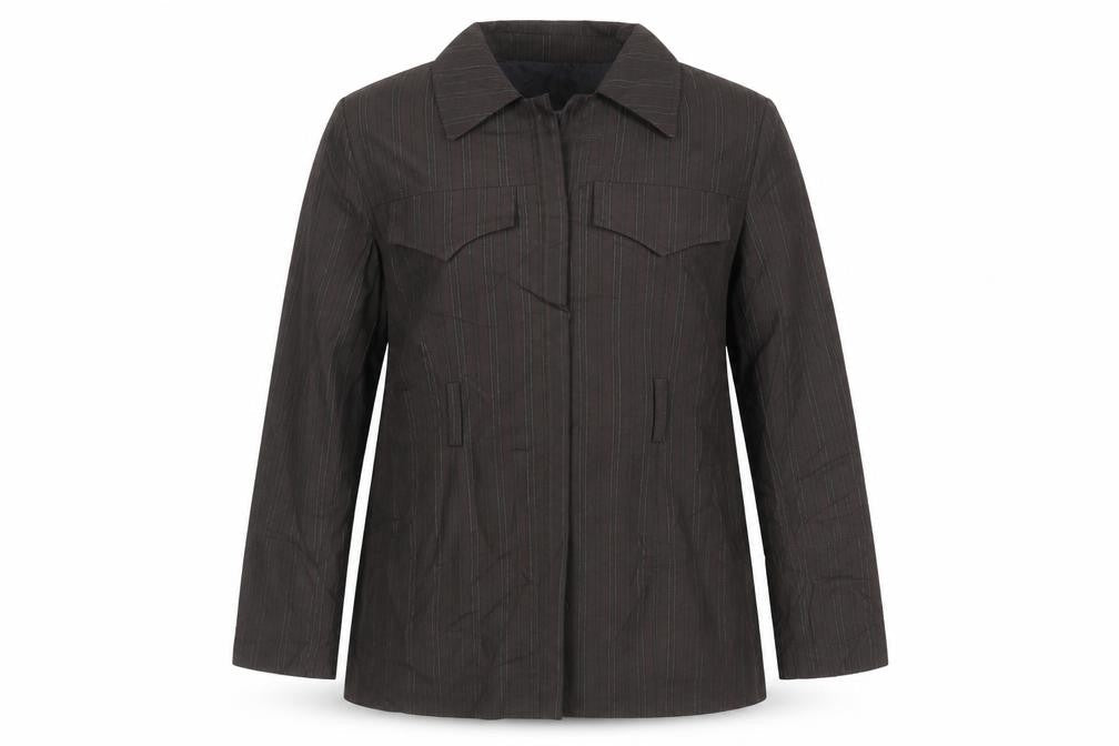 Topshop Womens Brown Striped Jacket Blazer Size 14 Button