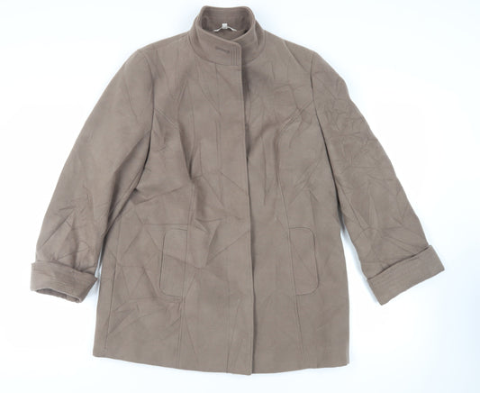 Marks and Spencer Womens Brown Overcoat Coat Size 14 Button