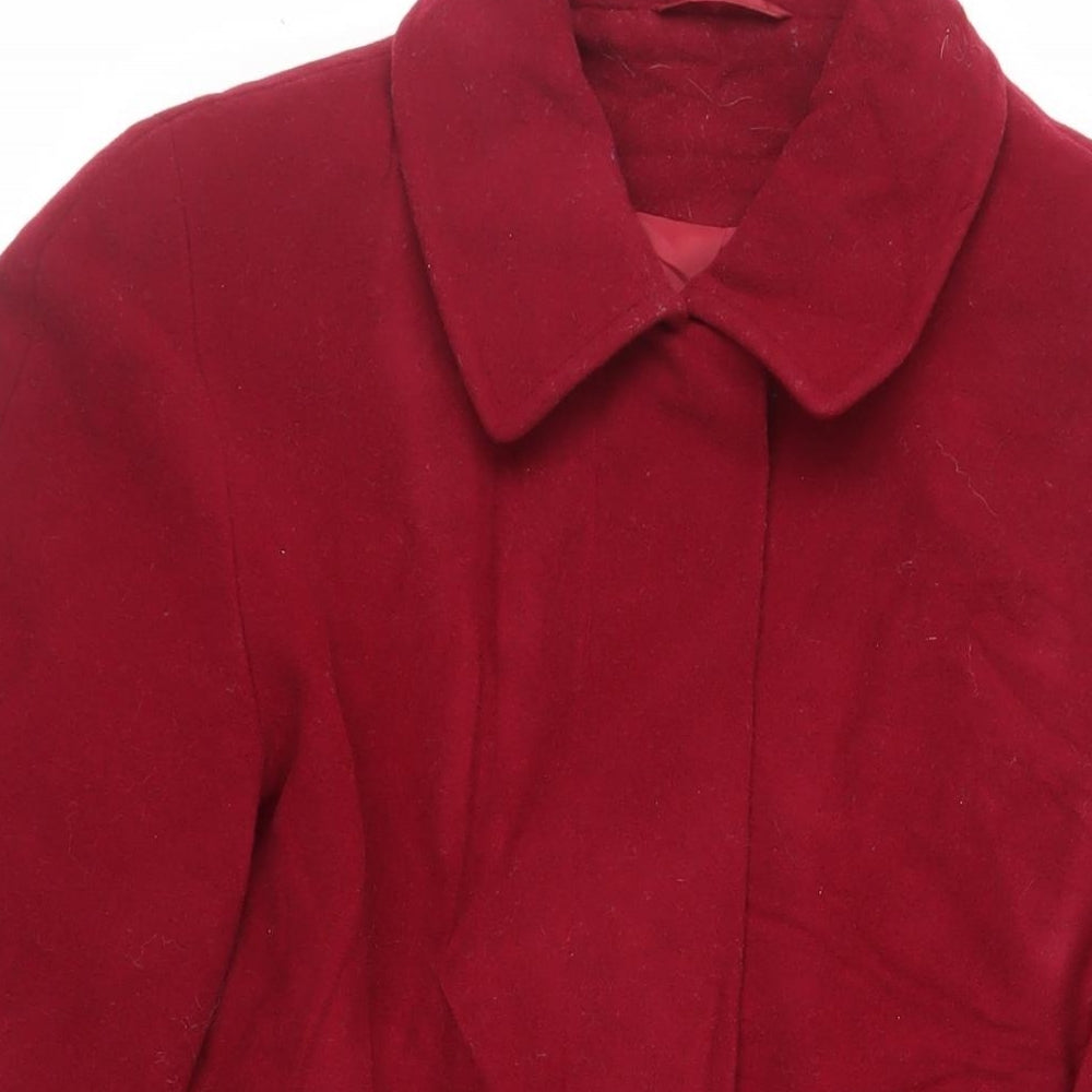 BHS Womens Red Overcoat Coat Size 16 Button