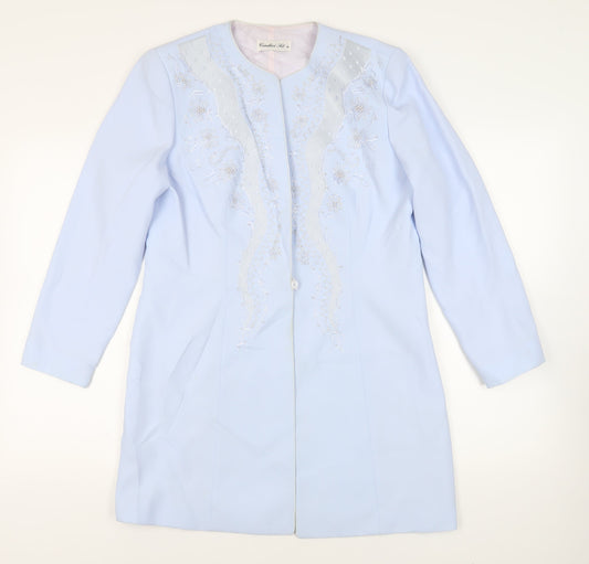Condici Womens Blue Overcoat Coat Size 16 Button - Embroidered
