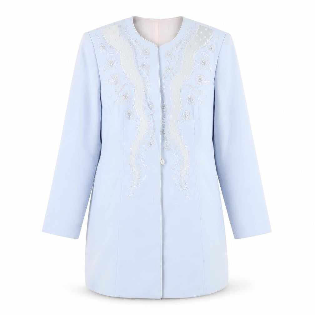Condici Womens Blue Overcoat Coat Size 16 Button - Embroidered