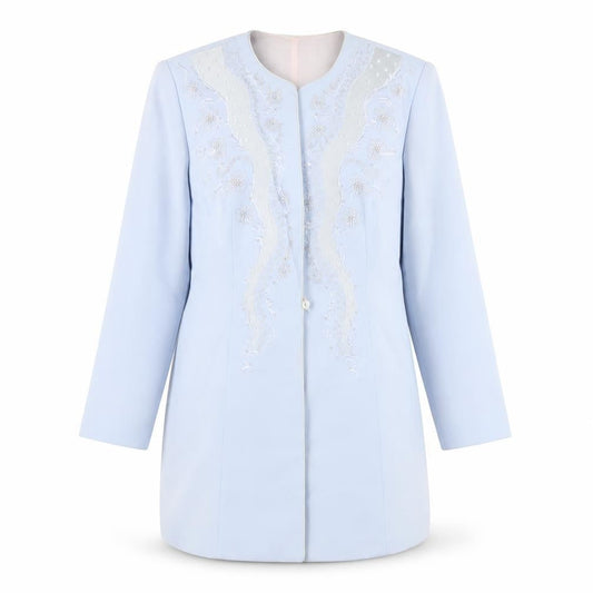 Condici Womens Blue Overcoat Coat Size 16 Button - Embroidered