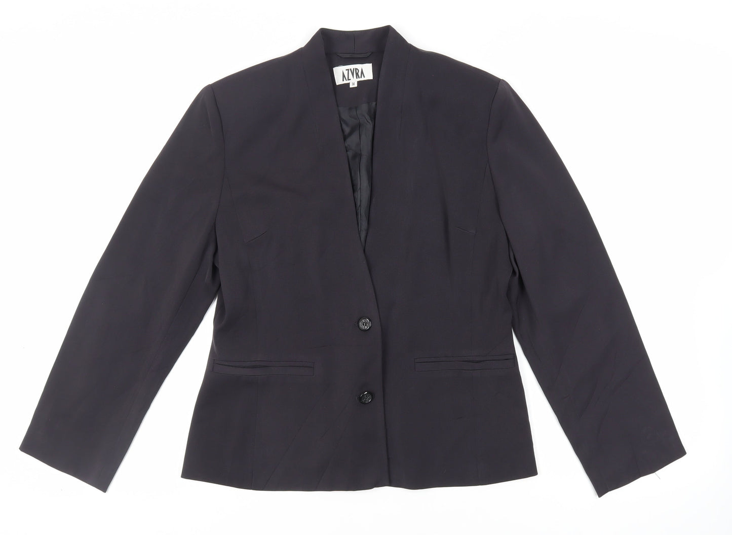 AZVRA Womens Black Jacket Blazer Size 14 Button