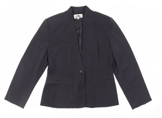 AZVRA Womens Black Jacket Blazer Size 14 Button